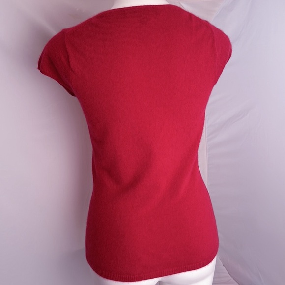 Express Design Studio Y2K strawberry red cashmere v-neck short sleeve sweater - Picture 5 of 10
